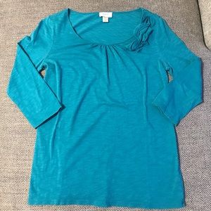 LOFT blue 3/4 sleeve top medium VGUC